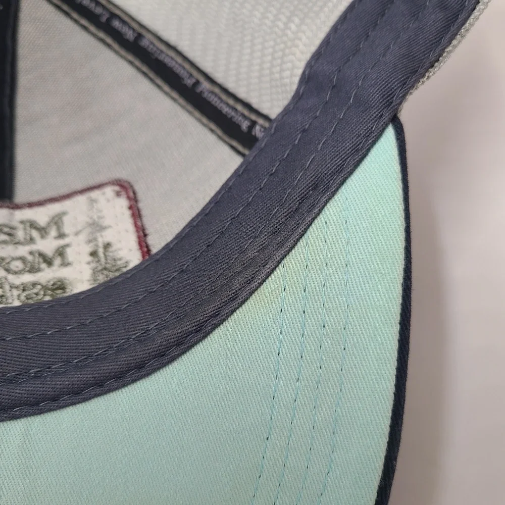 Marmot Moutain Hat Snapback Trucker Mesh Blue Gray Est 1974 Patch Hiking Men